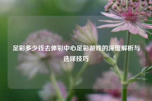 足彩多少钱去体彩中心足彩游戏的深度解析与选择技巧