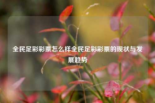 全民足彩彩票怎么样全民足彩彩票的现状与发展趋势