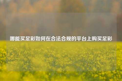 哪能买足彩如何在合法合规的平台上购买足彩