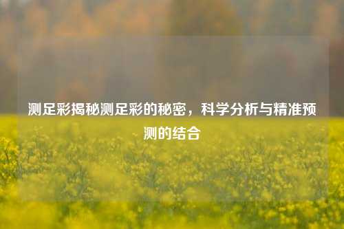 测足彩揭秘测足彩的秘密，科学分析与精准预测的结合