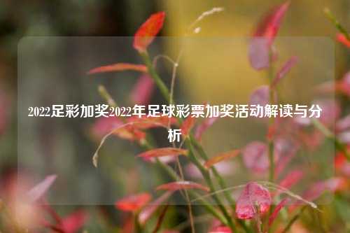 2022足彩加奖2022年足球彩票加奖活动解读与分析