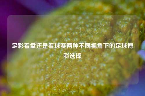 足彩看盘还是看球赛两种不同视角下的足球博彩选择